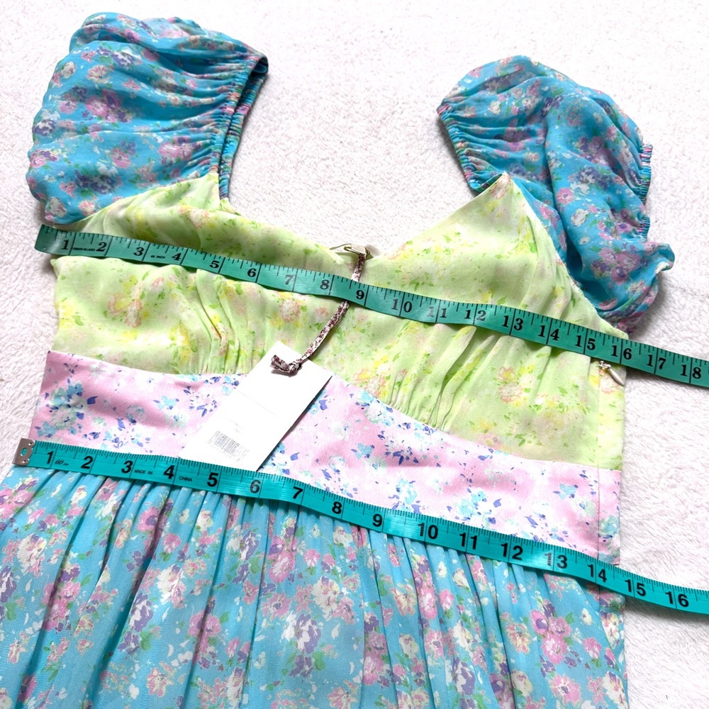 LoveShackFancy sz 4 Angie Maxi Dress Tiered Puff Sleeve Fuji Sunrise Print Mix - Picture 8 of 10